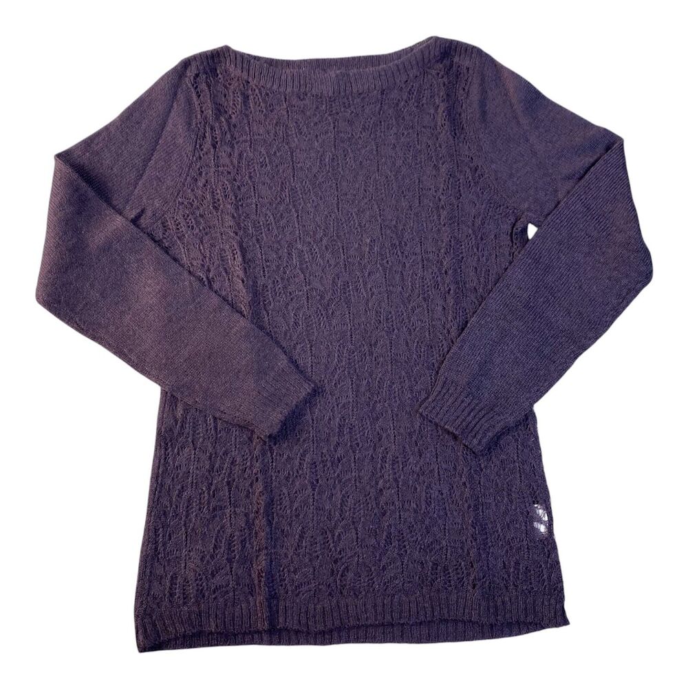 OVS Womens Size XL Purple Open‎ Knit Crochet Sweater Chic Summer Beachy